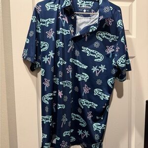 Chubbies Navy Shirt with Alligator and Palm Design